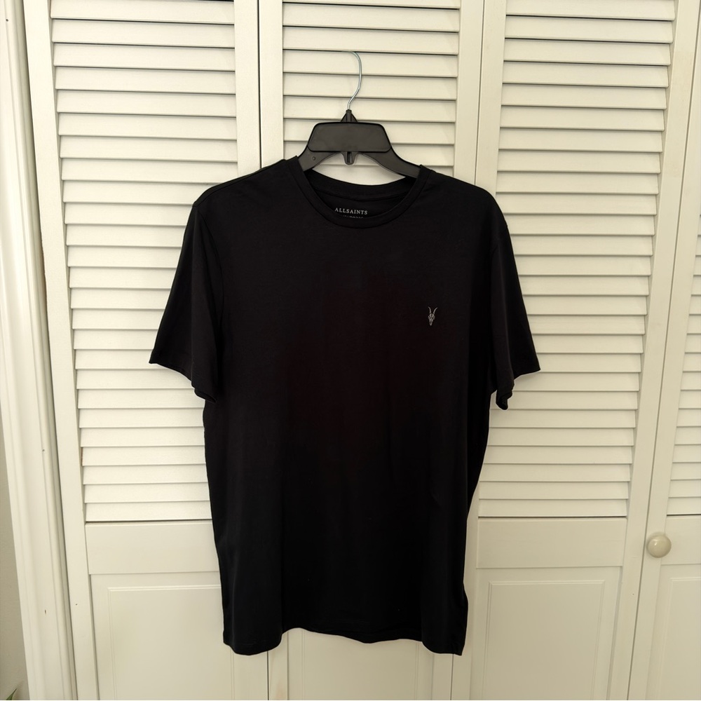 AllSaints Black Short Sleeve Tonic Crew Tee - Picture 2 of 4